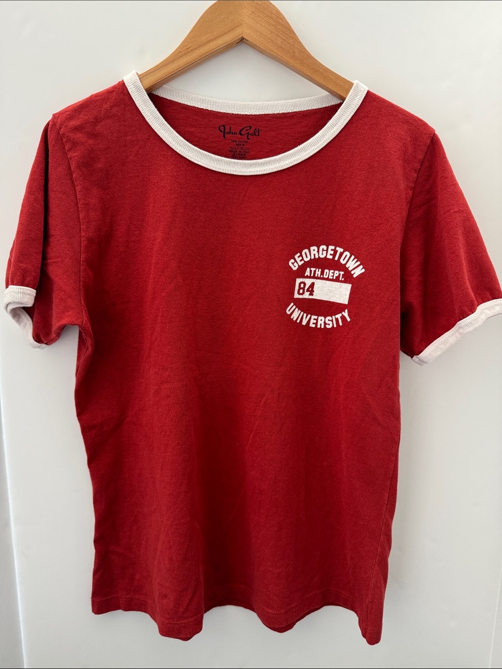 Brandy Melville John Galt Georgetown Brick Red Tee with White Trim